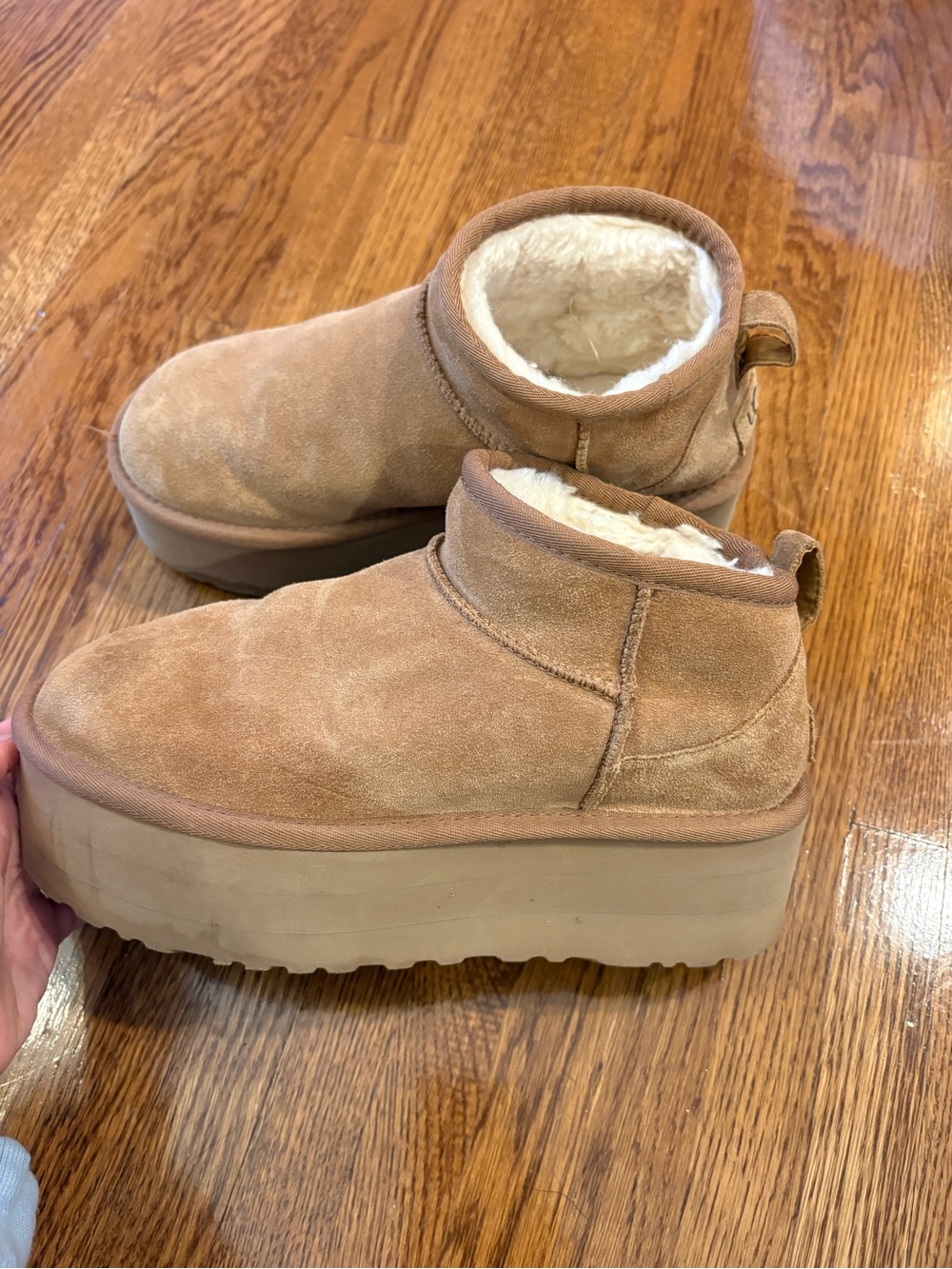 UGG Ultra Platform Chestnut Suede Shearling Ankle Boots